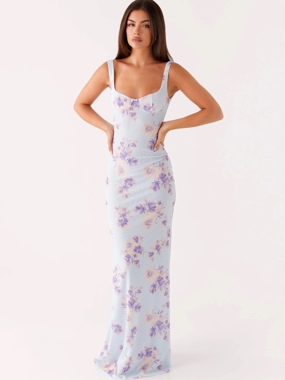 Peppermayo Charity Bustier Floral Maxi Dress in Blue - Picture 2 of 16